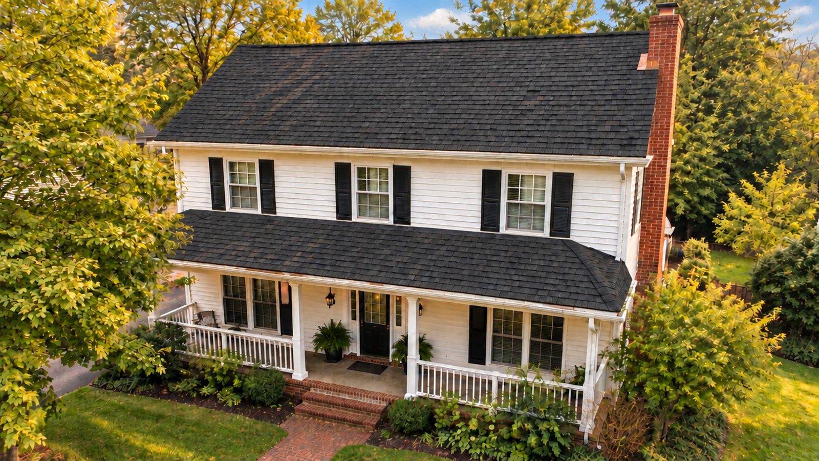 House with charcoal architectural shingles