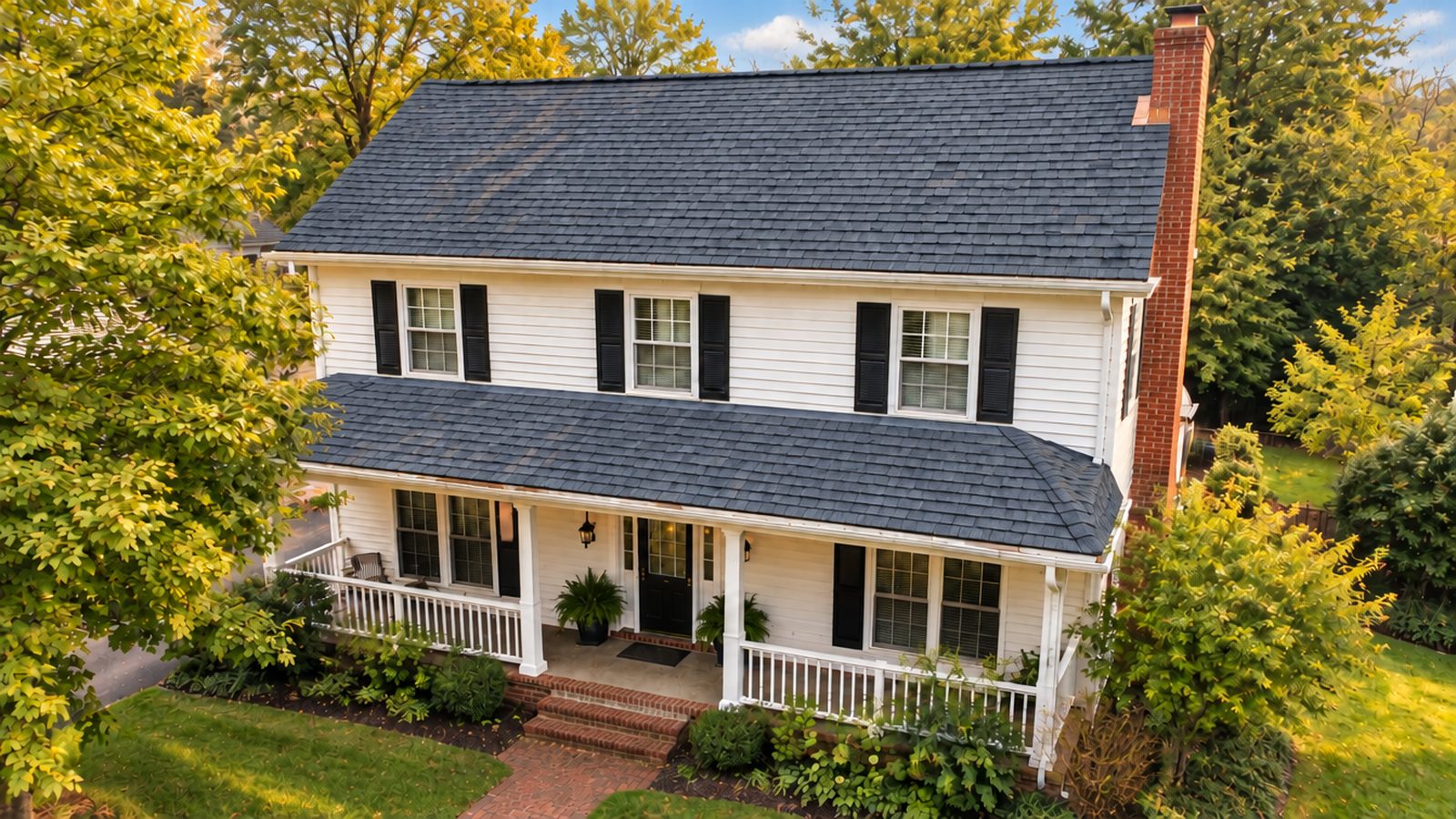 House with slate blue-grey shingles